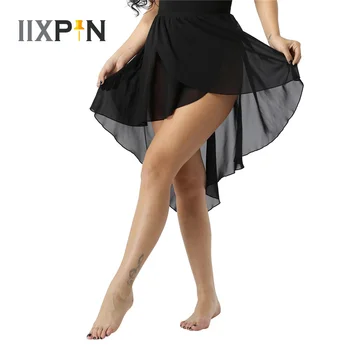 IIXPIN Femei de Balet de Fuste Laterale de Baie Asimetrice Șifon Fusta Costume de Balet pentru Adulți Performanță Costum de Dans Fusta Pentru Femei