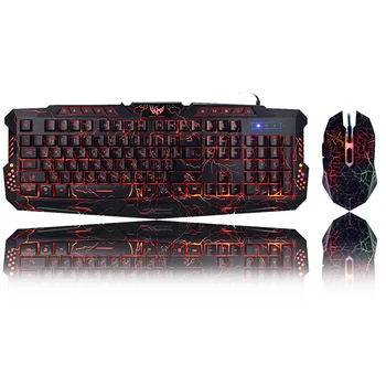 Cele mai noi M200 engleză/ rusă Gaming Keyboard Mouse-ul Combo-uri Violet/Albastru/Rosu RGB Respirație LED Backlight tastatura cu Fir USB pentru PC