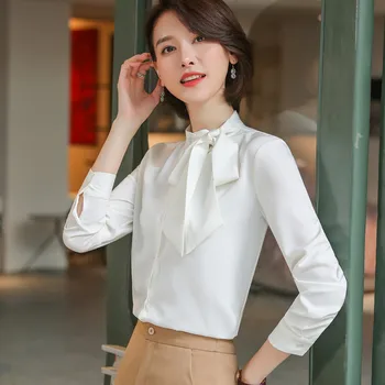 Profesionale Femei Maneca Lunga 2021 Nouă Primăvară De Moda Elegant Liber Arc Temerament Șifon Bluze Office Doamnelor Blaturi De Lucru