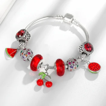 PAS ÎNAINTE Designer de Bratari Pentru Femei de Lux de Fructe Rosii, Bratara 925 De Argint Doamnelor Brățări Moda Bijuterii Cadou