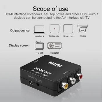 Mini 2019 HD Video 1080P HDMI La AV CVSB L/R RCA Converter HDMI2AV Adaptor Suport NTSC PAL Ieșire HDMI Standard de Interfață