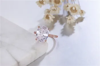 De lux Argint 925 oval tăiat 4ct Simulat Nunta de Diamant de Logodna Cocktail pentru Femei Inele Fine Bijuterii en-Gros