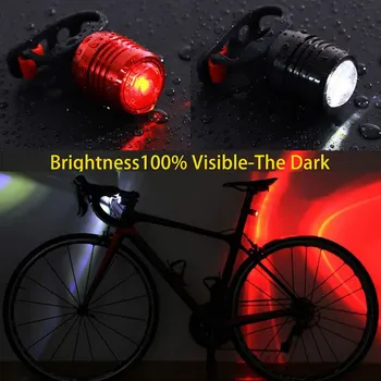 Bicicleta din Spate de Bicicleta Lumina Lămpii de Avertizare incarcare USB-Rosu Culoare Alb de Siguranță a Farurilor 3 Moduri de Lumina Puternică de Lumină Scăzută Flash