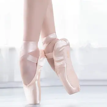 Din Satin Superioară Femei Fete Doamne Profesionist Coadă De Balet, Jazz, Dans, Sandale De Panglică Pointe Pantofi Roz Pad Deget Sport Latină Mica Lebada