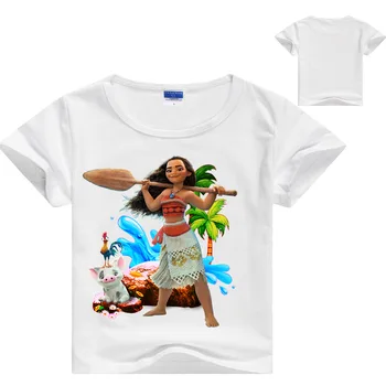 Haine fete 2018 haine pentru copii moana tricou top de vara fete, topuri top alb din Bumbac cu Maneci Scurte t-shirt Haine Casual