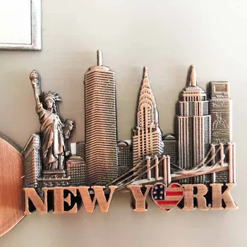 Creative New York, Statele Unite ale americii Magneți de Frigider de Metal Statuia Libertății World Trade Center 3D Rășină Frigider Magnetice, Autocolant