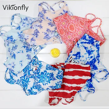 Vikionfly 10Color Bikini Top de Înaltă Gât, Costume de baie, Topuri Femeile 2019 Taie costum de Baie Căptușit Sutien de Înot Spate Crucea Costum de Baie