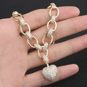 SINZRY vânzare fierbinte cubic zirconia inima pandantiv colier bratara set de bijuterii elegant CZ bijuterii