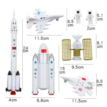 7Set Explorarea Spațiului Rachete spatiale cu Echipaj uman de Simulare de Zbor Cosmonaut prin Satelit Jucarii Model de Luptător pentru Educație Timpurie