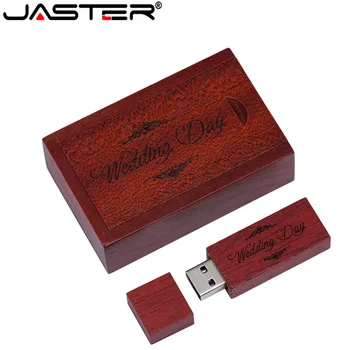 JASTER 1BUC gratuit logo-ul personalizat din lemn usb flash drive cu cutie stilou 128gb 64gb 32gb 16gb U disk, card de memorie cadou