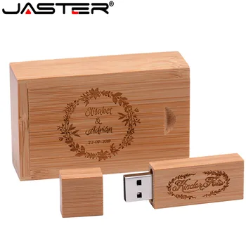 JASTER 1BUC gratuit logo-ul personalizat din lemn usb flash drive cu cutie stilou 128gb 64gb 32gb 16gb U disk, card de memorie cadou