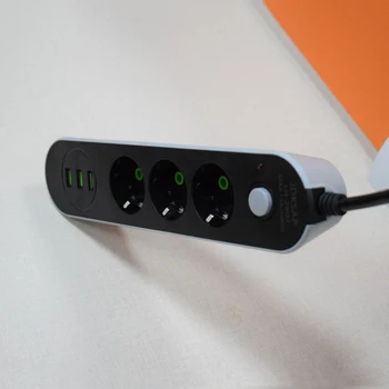 Noi 5M Cablu 2 Pin Rotunde UE RUS Plug prelungitor cu Comutator Universal cu 3 Prize USB Electric prelungitor Priza filtru de Rețea