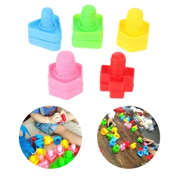 40pcs Montessori Șurub Blocuri de Plastic Introduce Blocuri de Nuci Forma Jucării pentru Fete Jucării pentru Copii Pentru Copilul Copil de Educație Timpurie
