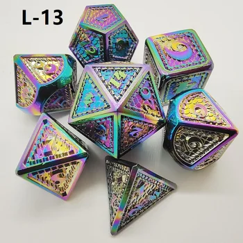 Metal zaruri 7pcs/Set metal dnd zaruri set de date rpg dobbelstenen date de lei zaruri poliedrice d4 d6 d8 d10 d12, d20