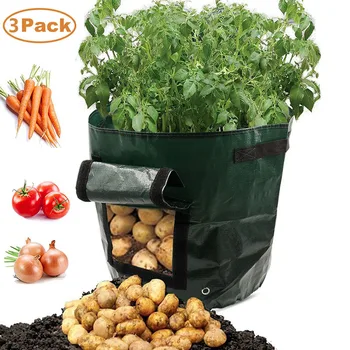 3Pack PE 10 Litri de Grădină se cultivă Sac de Ceapa mașini de Plantat Cartofi Saci de Legume de Plantare Crește Saci de Vase Plantat Recipient Impermeabil Sac