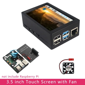 Raspberry Pi 4 B 3.5 inch Touchscreen 480x320 LCD cu Ventilator de Răcire Chiuvete de Căldură ABS Caz pentru Raspberry Pi 4 Modelul B sau 3B+/3B