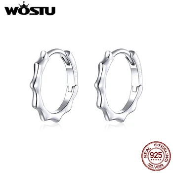 WOSTU Veritabil 925 Sterling Silver Wave Line Hoop Cercei Cerc Simplu Cercei Mari Pentru Femei la Modă de Bijuterii Cadou CQE843