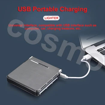 Țigări USB Electric Brichete Aluminiu Subțire de Metal Automată Tigara Electronica Cutie Cu USB pentru Barbati cadouri
