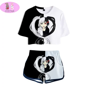 COSTAR Grils Danganronpa Monokuma Cosplay Tricou, pantaloni Scurți Junko Enoshima Ouma Kokichi Scurt Tees T-shirt Femei Sport
