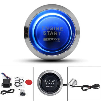 12V Auto Universal Pornire Motor Buton de Aprindere Starter Kit LED Albastru