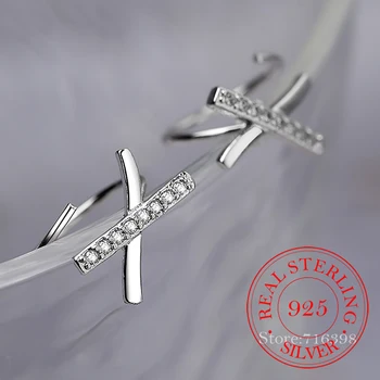Argint 925 Cristal Litera X Stud Cercei Pentru Femeile 2021 Nunta Cercei Moda Aniversare Bijuterii pendientes