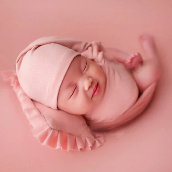 Moale și se Întind Puternic Copil Împachetări Nou-născut Elastic Fotografie Swaddlings Cu Pălărie Bebe Foto Recuzită Înfășurați o Pătură 40*165 cm