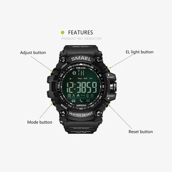 Noi SMAEL Pilot Accidentat Smartwatch 33-lună Timp de Așteptare 24 de ore Toate-Vreme de Monitorizare Smart Watch Pentru IOS Și Android