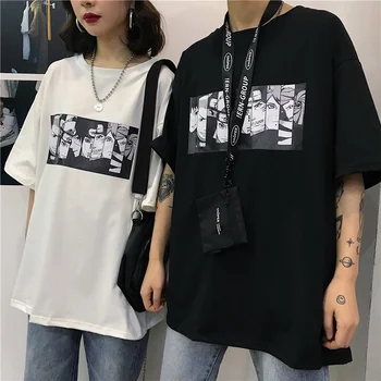 Kuakuayu HJN Unisex Moda coreeană Anime T-Shirt Tumblr Moda Stil Harajuku Tee Strada Purta Cămașă asortată