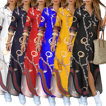 54L0320 2021 NOUĂ Primăvară Femei de Moda Casual Acasă Imprimare Tricou cu Maneci Lungi Rochie Vestidos Plus Dimensiune Fierbinte