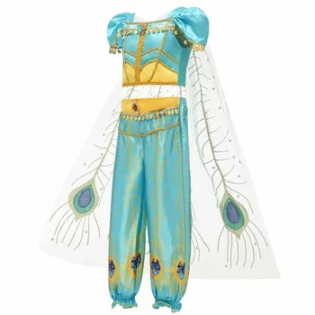 Anime Disney Jasmine Halloween Costume Cosplay Fete Aladdin Rochie Paiete Top Culottes Performanță Îmbrăcăminte Cadouri De Craciun