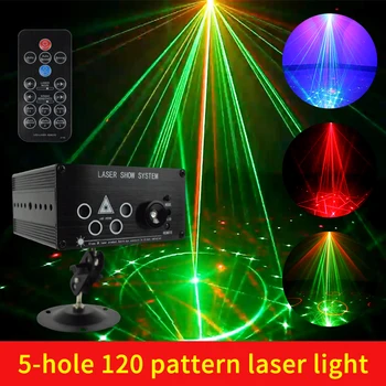 5-Gaura Laser DJ Proiector LED Hibrid Efecte Speciale Cu 120 De Modele de Partid Lumini de Vacanță Pentru Familie, Petreceri Aniversare