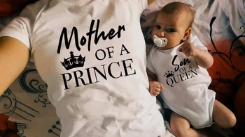 Mama Unui Prinț Fiu de Regina Costum de Potrivire Mami și Mi Tricouri Mama si Fiul Set Familiei Regale de Ziua Mamei Gif Picătură Navă