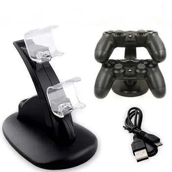 PS4 Controler Încărcător Lumină Albastră Bază de Încărcare PS4 Dual-USB cu încărcare Stand de Încărcare PS4 Responsabil Suport cu Cablu de Date
