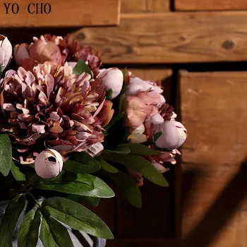 YO CHO Fals Mătase Bujor Flori Artificiale Epocă Artificiale Flores 2 Cap Versailles Bujor pentru Nunta Acasă de Ziua DIY Decor