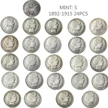 NE-Set Complet De 1892-1915 -P-D-Deci 73PCS Barber Half Dollar Argint Placat cu Copia Decora Monede