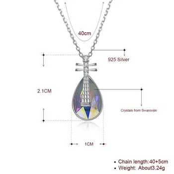 ZEMIOR S925 Argint Clasice Pipa de Modelare Pandantiv Colier Neregulate Austria Cristal Femeile Cad Drăguț Bijuterii Fine