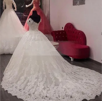 Plus Dimensiune dantela Plin de Lux Rochie de Bal Rochii de Mireasa 2020 halat de mariage Mid-Est vestido de noiva Printesa din Dantela Rochia de Mireasă