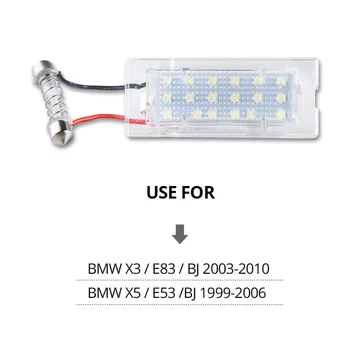 VooVoo LED-uri Auto de Înmatriculare Lumini 12V Pentru BMW X5 E53 X3 E83 Accesorii 2X Alb SMD3528 LED Lămpii Numărului de Înmatriculare Canbus-Bec Kit