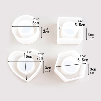 4 Forme Minimaliste, Suporturi Pentru Șervețele Inel De Rasina Matrite Kit Rotund Sqaure Inima Hexagon Șervețel Catarame Rășină De Turnare Mucegai Kit