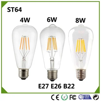 10buc/lot E27 ST64 Filament LED Edison Bec Vintage lampa 4W 6w 8W estompat ST21 Filament alb cald alb rece 110V 230V