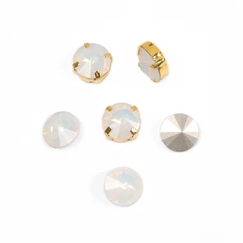 Alb Opal Rivoli Strass Îmbrăcăminte accesorii aplicatiile Piatra de Cristal de Sticlă, pietre lipici pentru haine Bijuterii decor