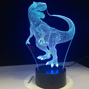 Tyrannosaurus Rex Nou Dinozaur 3D Lampă cu LED-uri Lumini de Noapte cu 7 Culori deschise pentru Decor Acasă Vizualizare Optică Picătură Navă