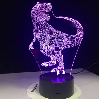 Tyrannosaurus Rex Nou Dinozaur 3D Lampă cu LED-uri Lumini de Noapte cu 7 Culori deschise pentru Decor Acasă Vizualizare Optică Picătură Navă