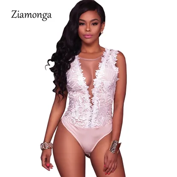 Ziamonga S-XXL Corp Dantelă de Vară Costum fără Mâneci Bodycon Sexy Body Feminino 2018 Noi Femeile Romper Gol Afară Salopete