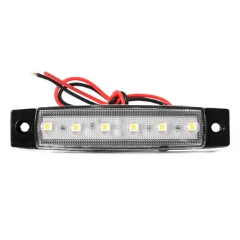 10 noi piese 24V Coada 6 SMD LED partea indicator Indicatori spate lampă lumină albă pentru autobuze / camioane / remorci / camioane MA565