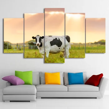 Poster HD Panza Pictura opere de Artă de Epocă, 5 Buc/Buc Lapte de Vaca Moderne de Imprimare Tip de Arta de Perete Imagini Modular Decor Acasă