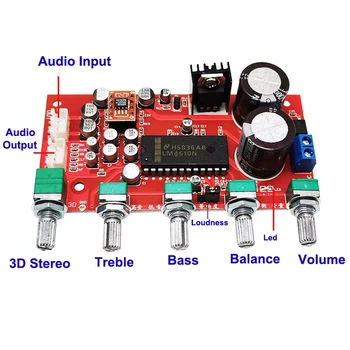 LM4610 Preamplificator de Bord 3D din Jur Echilibru Audio Preamplificator AD828 Ton Conrtol Pre amplificator LM317