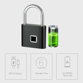 2020 Nouă amprentă inteligent lacăt USB Reîncărcabilă sistemului de acces fără cheie de Securitate Anti-Furt aliaj de Zinc ușă de blocare Inteligent Lacăt cip Inteligent