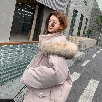 Iarna Femei Coreeană Stil Parka Coat Casual Îngroșa Cald Cu Gluga Captusit Jachete Femei Uza