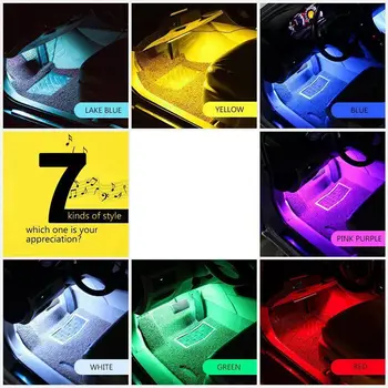 Masina de Benzi cu LED-uri de Lumină, RGB 4buc 48LED Multicolor Muzica Auto Interior Lumini Sub Bord Iluminat rezistent la apa Kit Cu Sunet Activ Fu